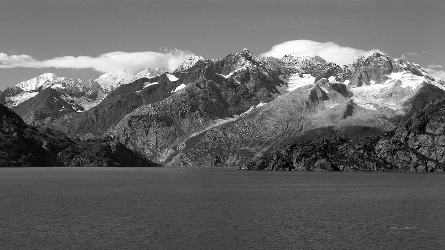 Johns Hopkins Glacier BW, Glacier Bay Seascapes 16x9 Photograph by Connie Fox
