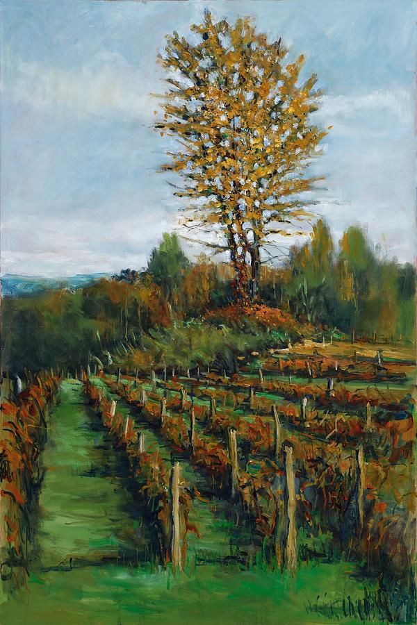 Landscape Painting - Johns Vineyard in Autumn by Robert James Hacunda