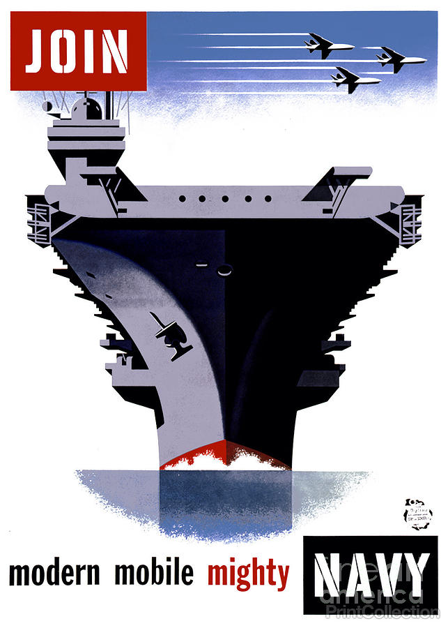 Join the Navy poster Painting by Celestial Images