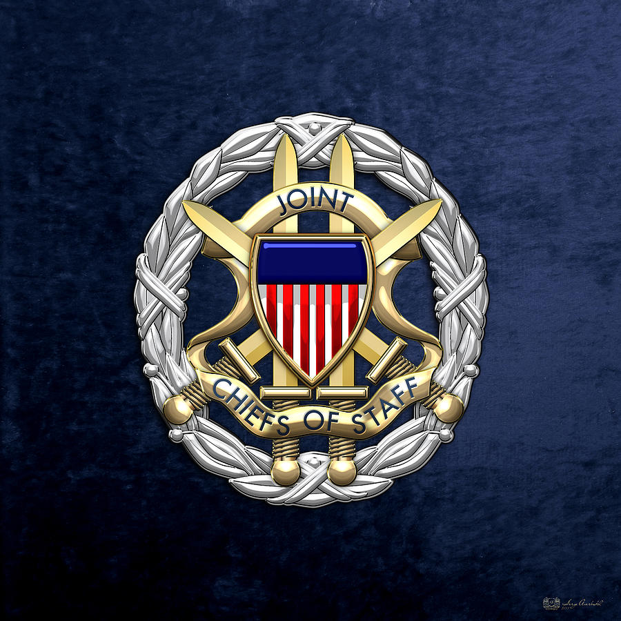 Joint Chiefs of Staff - J C S Identification Badge on Blue Velvet Digital Art by Serge Averbukh