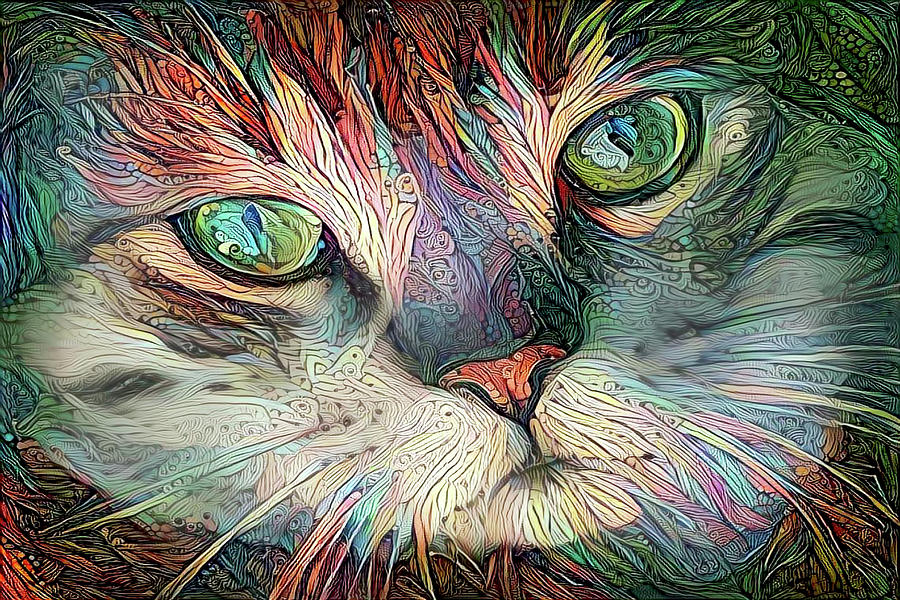 JoJo the Colorful Tabby Cat Digital Art by Peggy Collins