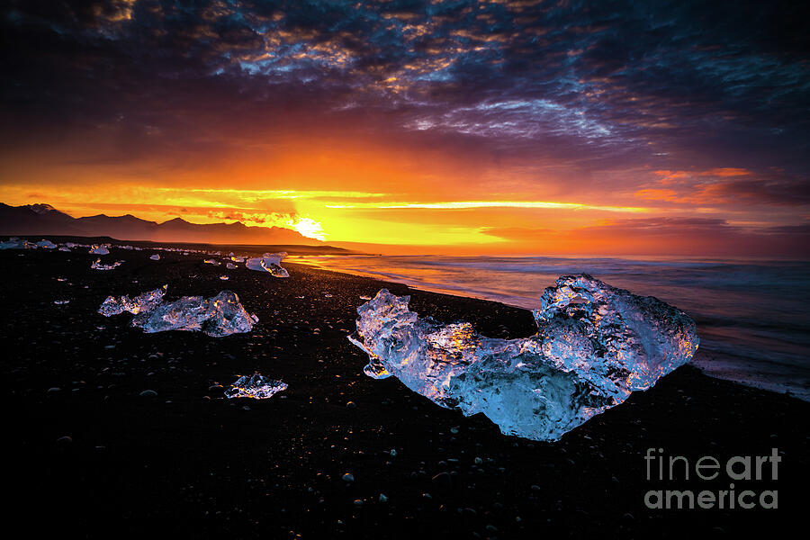Jokulsarlon Diamonds On The Beach Photograph