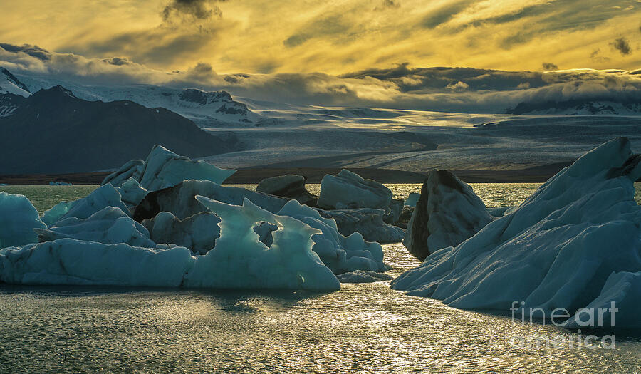Beach Photograph - Jokulsarlon Iceland Glacial Ice Sunset Landscape by Mike Reid