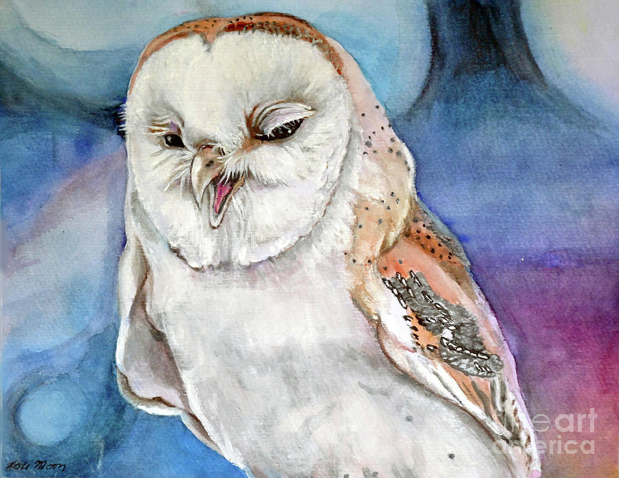 Jolly Barn Owl Mixed Media by Lori Moon
