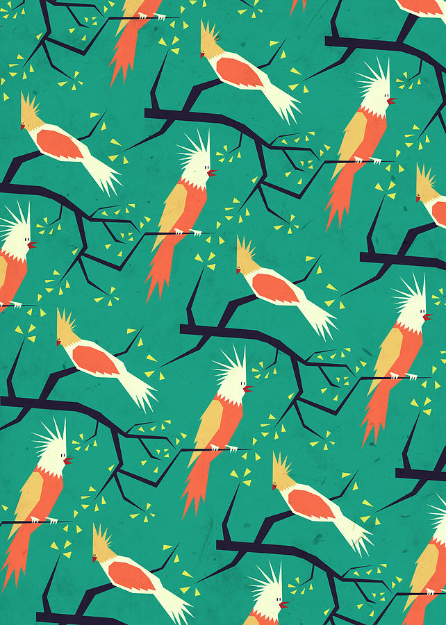 Bird Digital Art - Jolly bird pattern by Yetiland