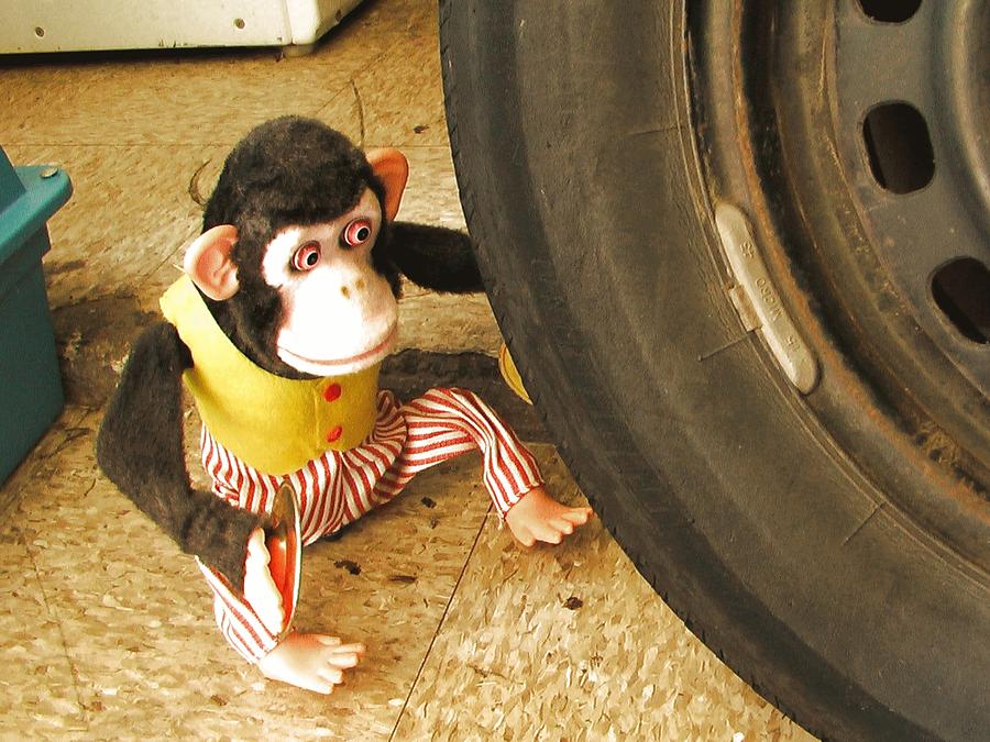 Jolly Chimp Changes A Tire Photograph by Margaret Bryant - Fine Art America