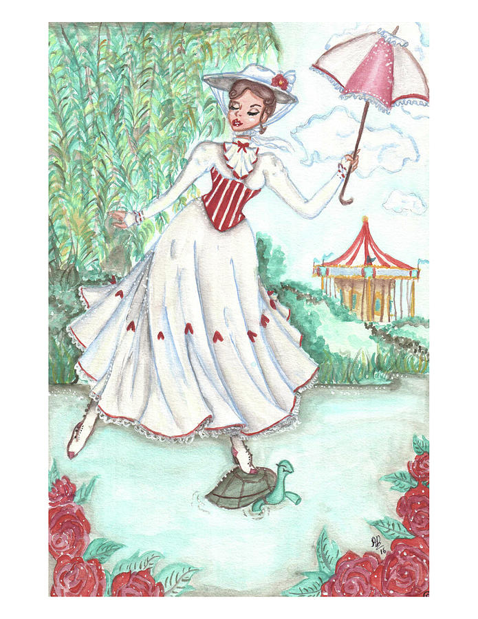 Mary Poppins Painting - Jolly Holiday / white by Rebecca Driggers