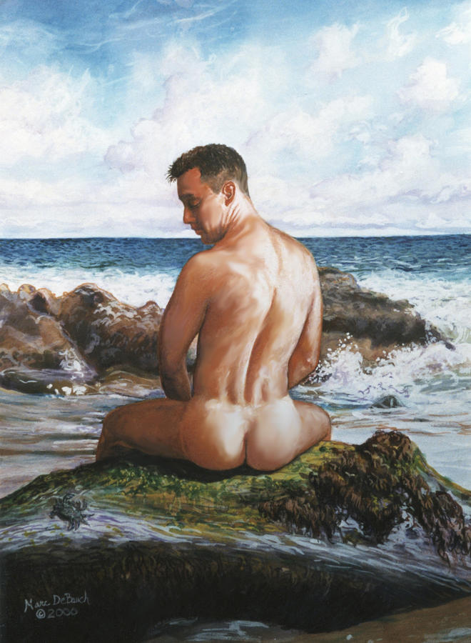 Jon at the Beach  Painting by Marc DeBauch