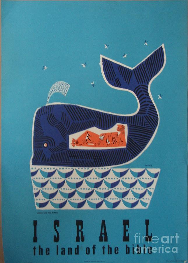 Jonah And The Whale Israel Travel Poster 1954 Painting by MotionAge Designs