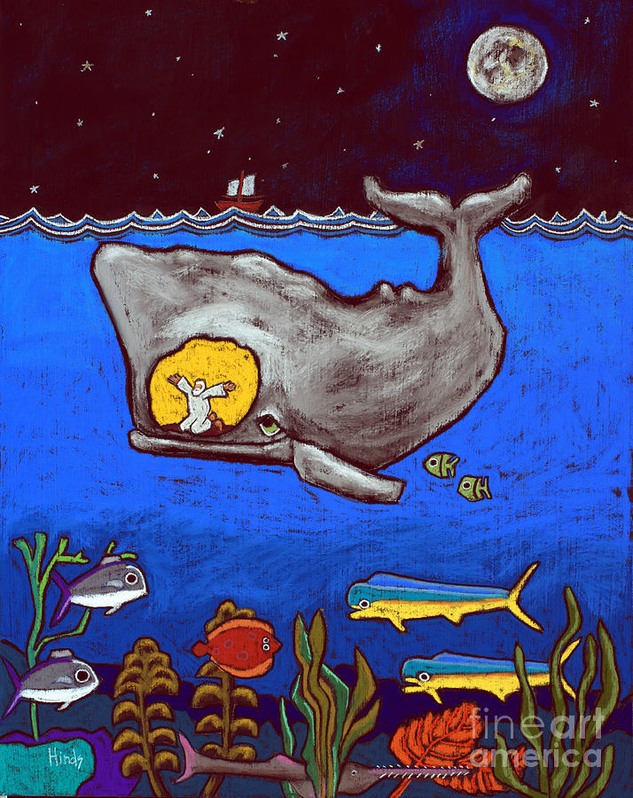 Fish Painting - Jonahs Plight by David Hinds
