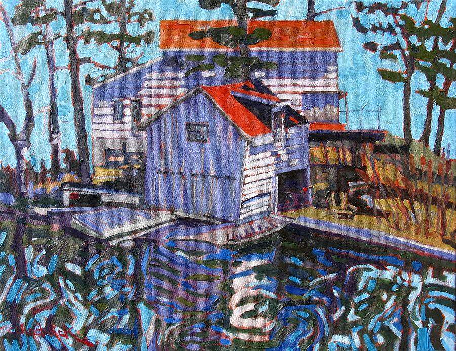 Spring Painting - Jones Boathouse by Phil Chadwick
