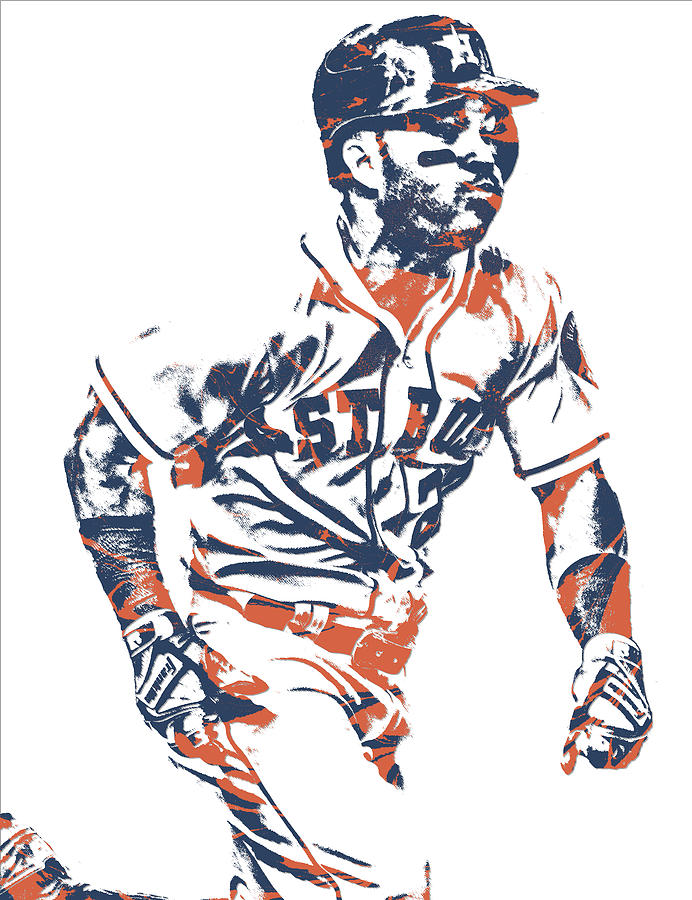 Jose Altuve Houston Astros Pixel Art 12 Mixed Media by Joe Hamilton