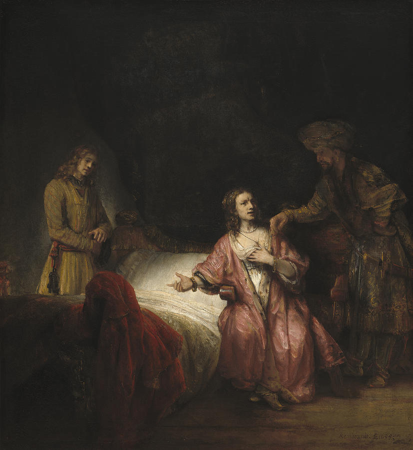 Joseph Accused by Potiphars Wife Painting by Workshop of Rembrandt