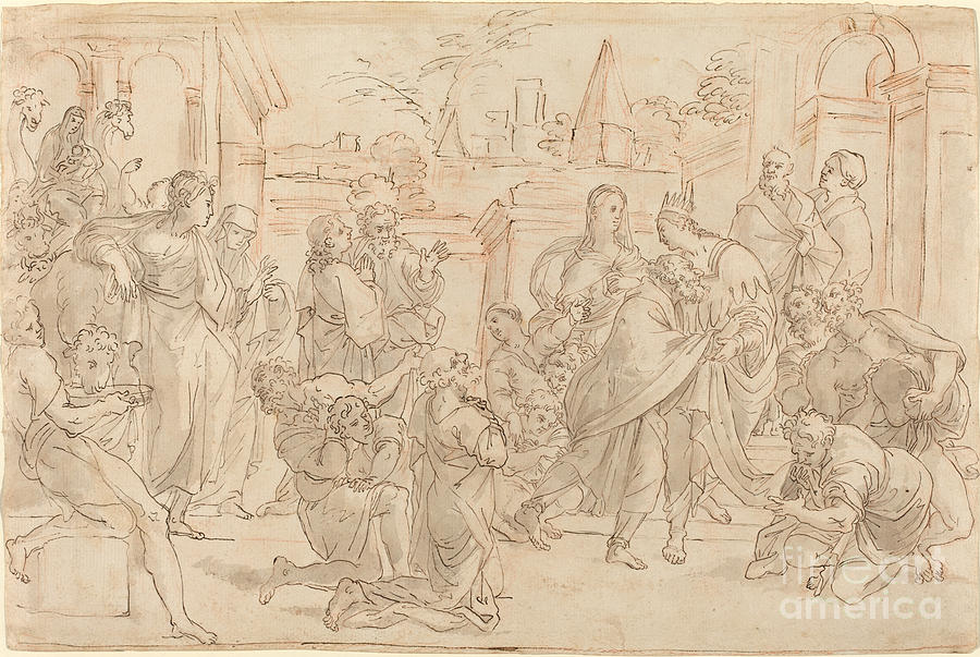 Joseph And His Brother In Egypt [verso] Drawing by Italian 17th Century ...