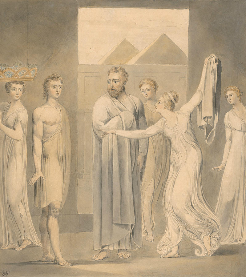 Joseph and Potiphars Wife Painting by William Blake