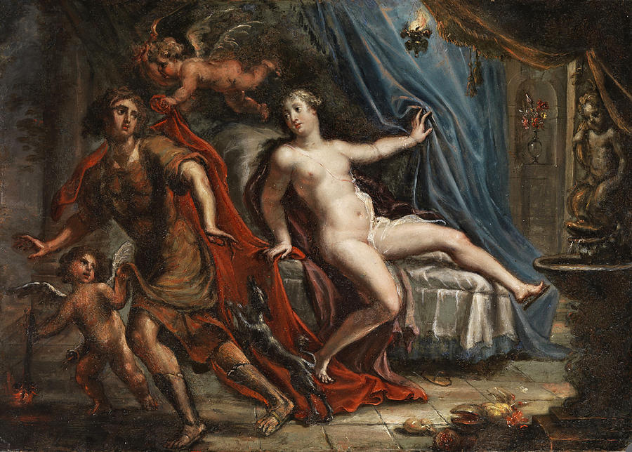 Joseph eludes the wife of Potiphar Painting by Johann Georg Platzer