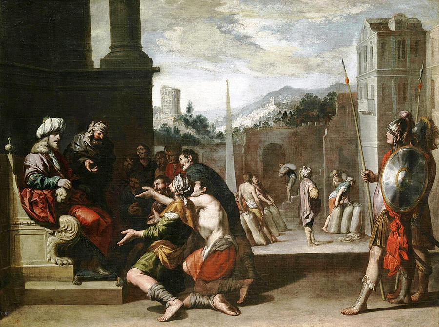 Joseph orders Simeons Imprisonment Painting by Antonio del Castillo y Saavedra