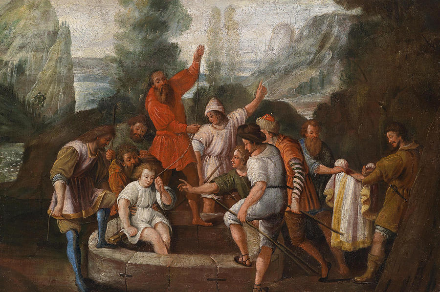 Joseph thrown into a well by his brothers Painting by Circle of Johann Heiss