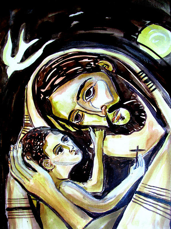 Joseph with young Jesus Painting by Sarah Hornsby