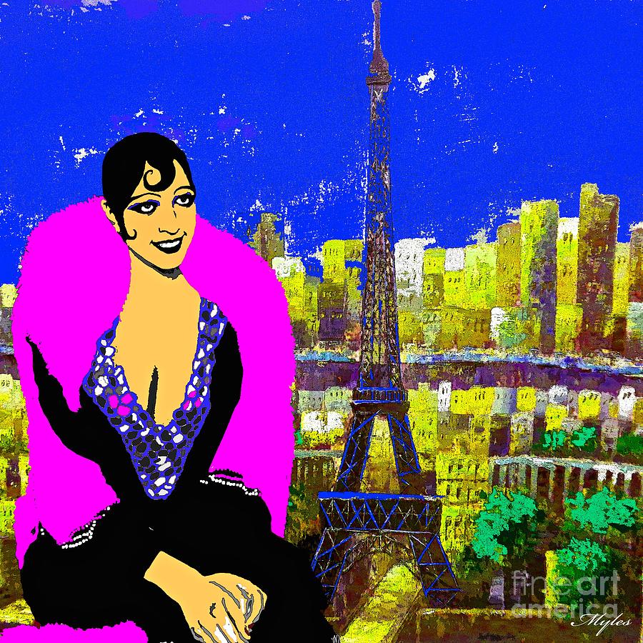 Josephine Baker in Paris Painting by Saundra Myles