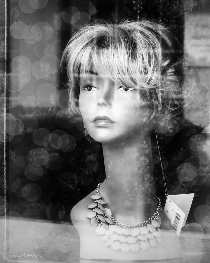 Josephine Daydreamer Black and White Store Window Display Mannequin Photograph by Melissa Bittinger