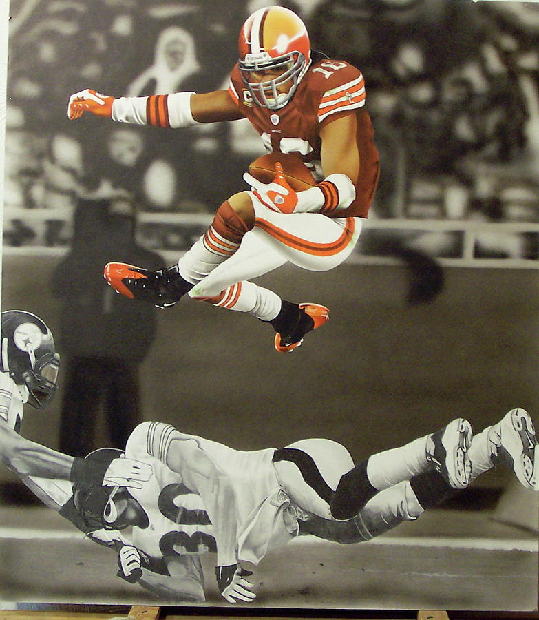 Josh Cribbs Mixed Media by Brett Cremeens - Pixels