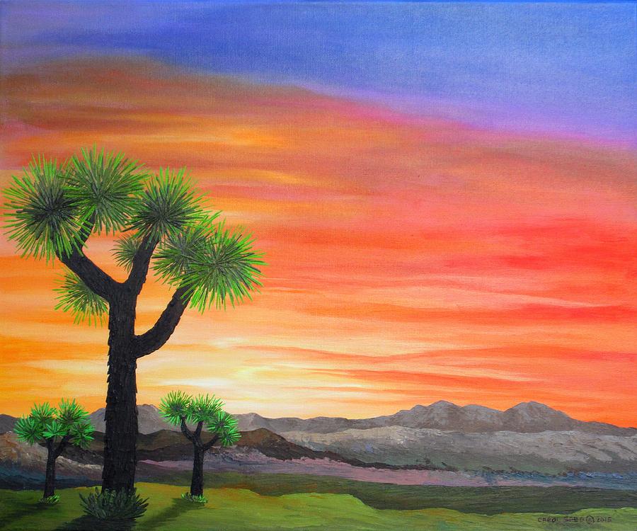 Joshua Tree Sunset Painting by Carol Sabo