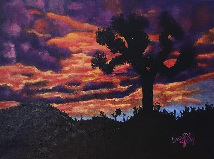 Joshua Tree Sunset  Painting by Queen Gardner