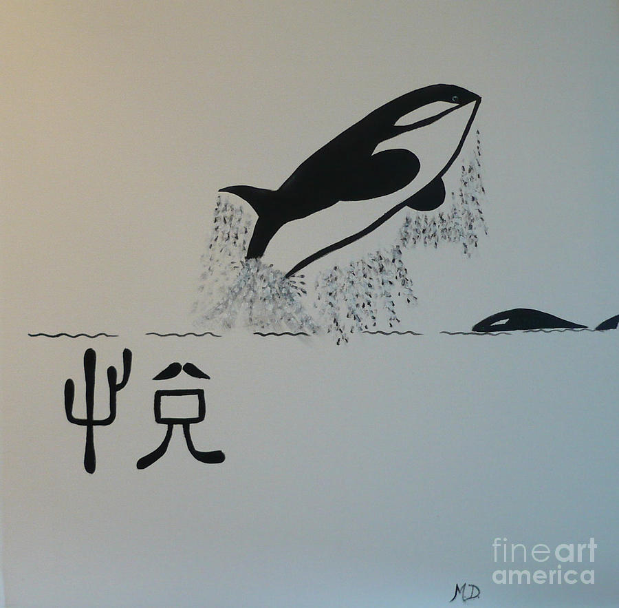Whale Painting - Joy by Monika Shepherdson