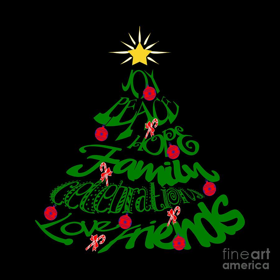 Typography Digital Art - Joy Of Christmas Tree by Two Hivelys