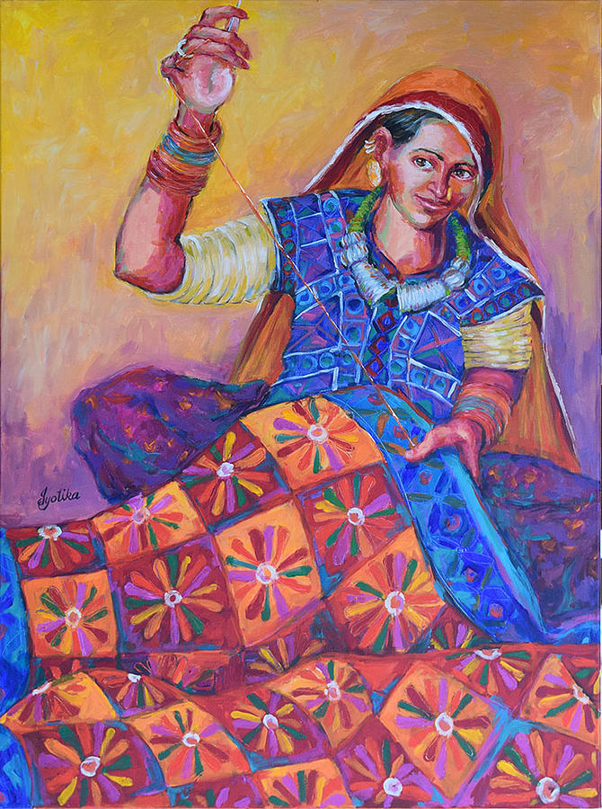 Joy of Quilting Painting by Jyotika Shroff