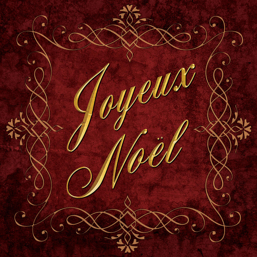 Christmas Digital Art - Joyeux Noel In Red And Gold by Caitlyn  Grasso