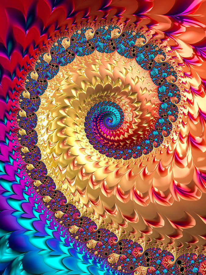 Joyful Fractal Spiral Full Of Energy Digital Art