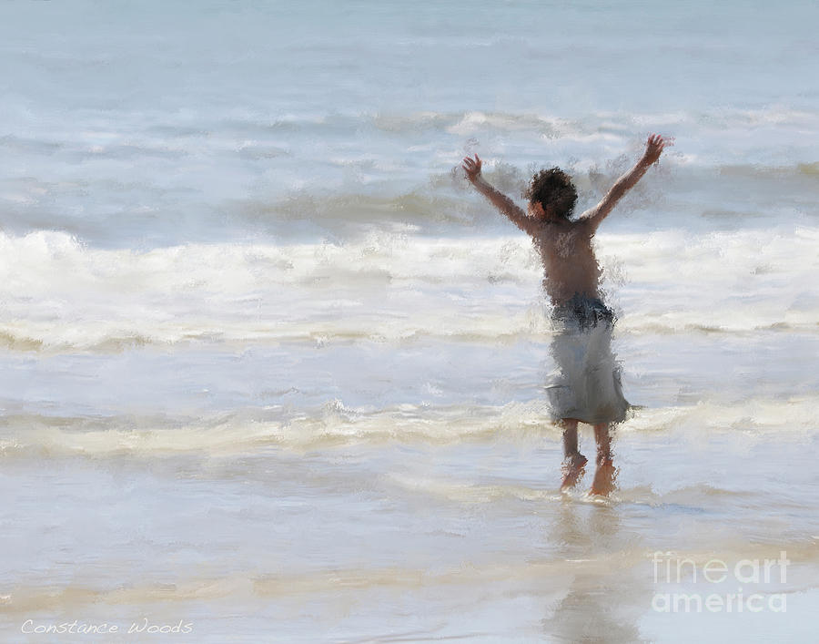 Joyful Jumping In The Ocean Painting by Constance Woods