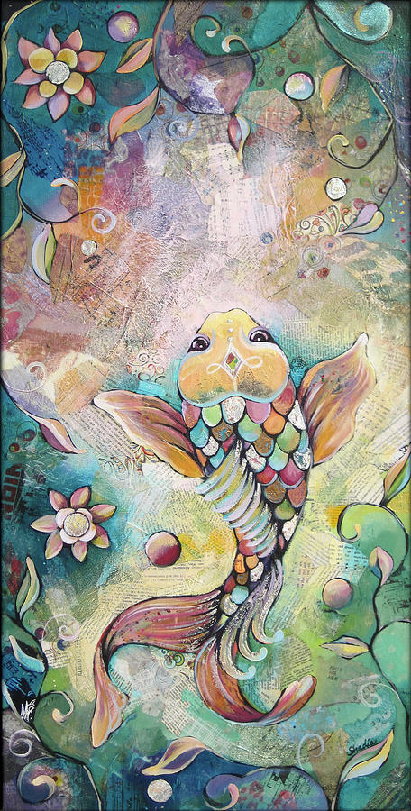 Flower Painting - Joyful Koi II by Shadia Derbyshire