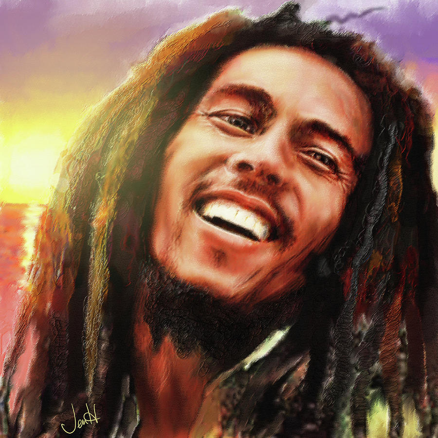 Bob Marley Painting - Joyful Marley  Bob Marley Portrait by Jennifer Hickey