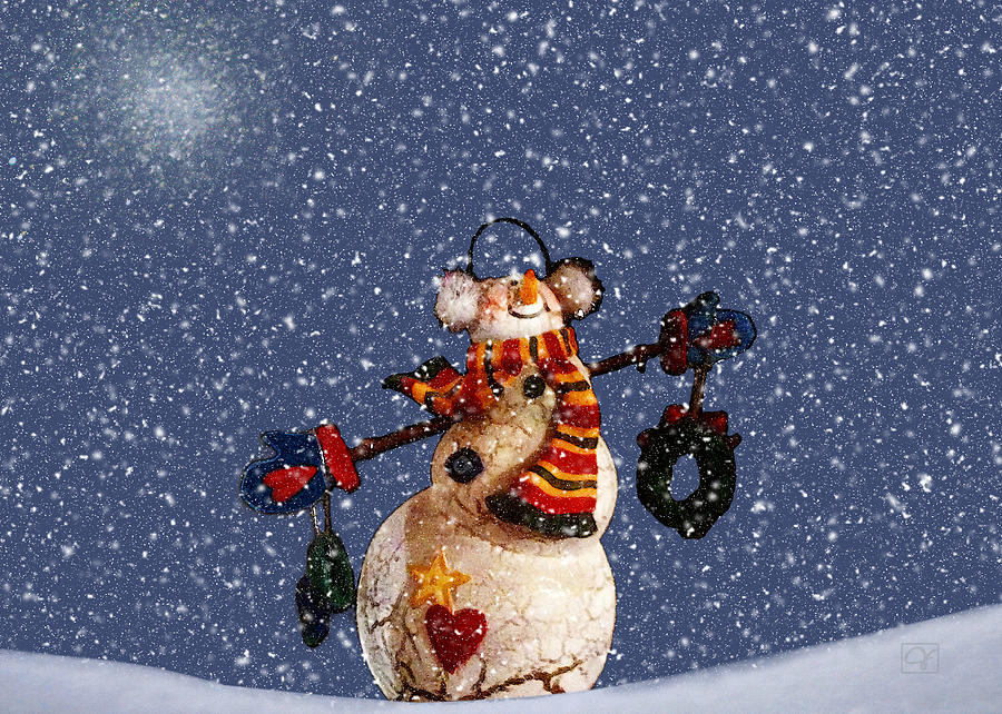 Joyful Snowman Digital Art by Jean Moore