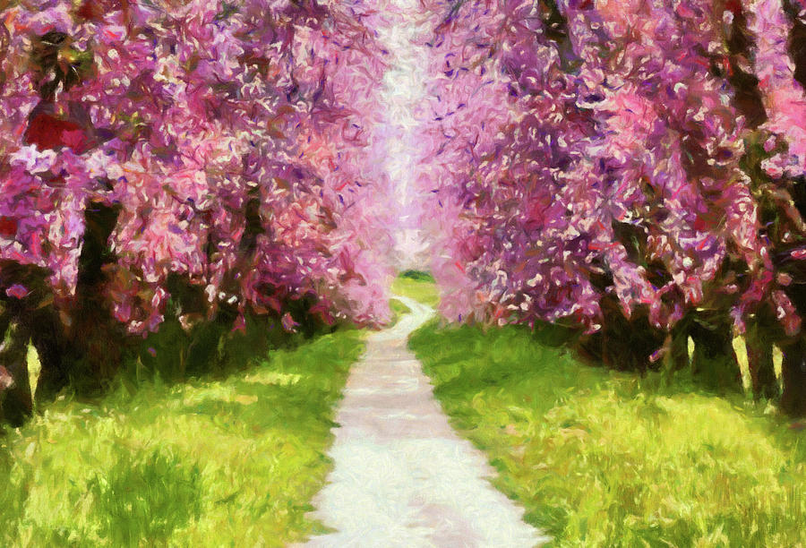 Nature Painting - Joyful Spring Walk Impressionism by Georgiana Romanovna