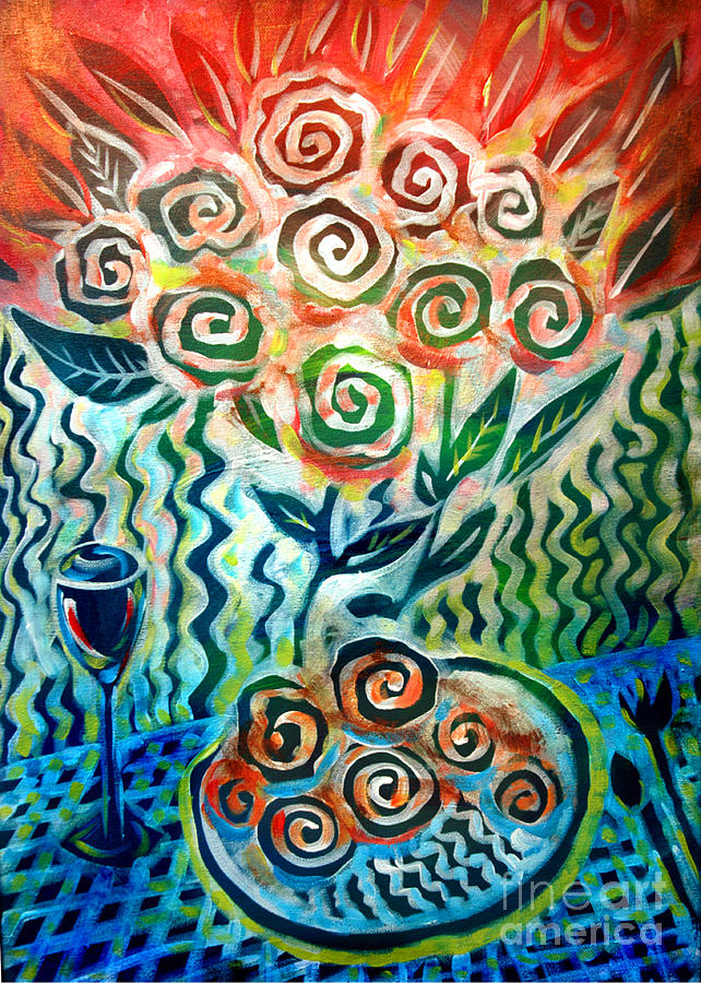 Joyful Wine Painting by Linda Olsen