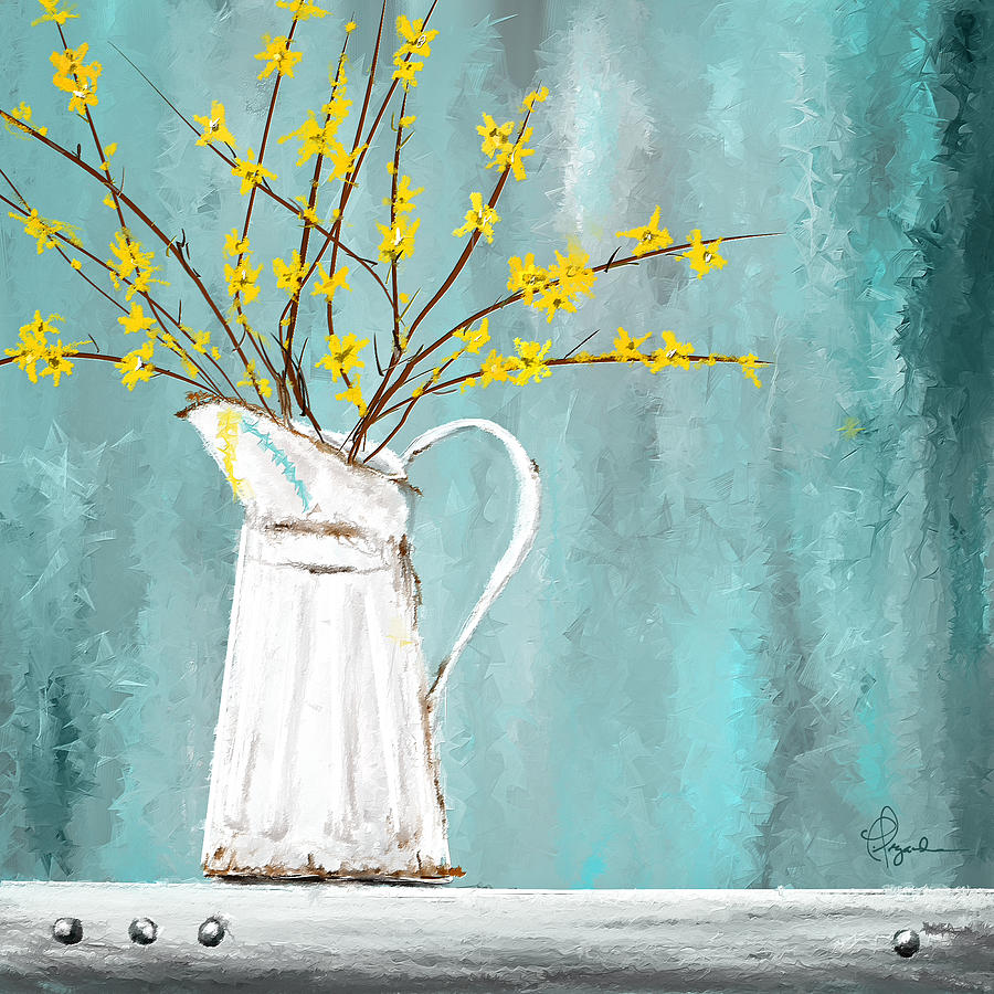 Joys Of Bloom - Forsythia Art Painting by Lourry Legarde