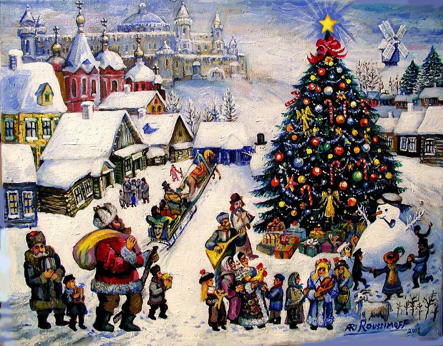 Christmas Painting - Joys of Christmas Time by Ari Roussimoff