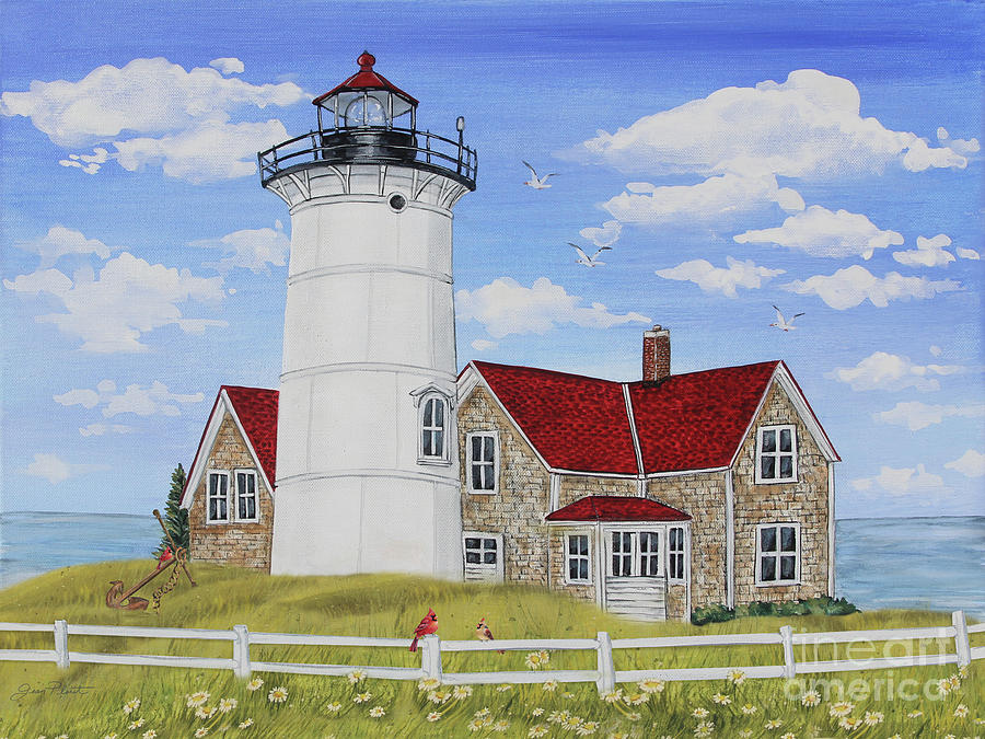 Summer Lighthouse-JP3902 Painting by Jean Plout