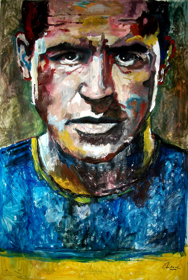 Soccer Painting - Juan Roman Riquelme - Boca Jrs by Marcelo Neira