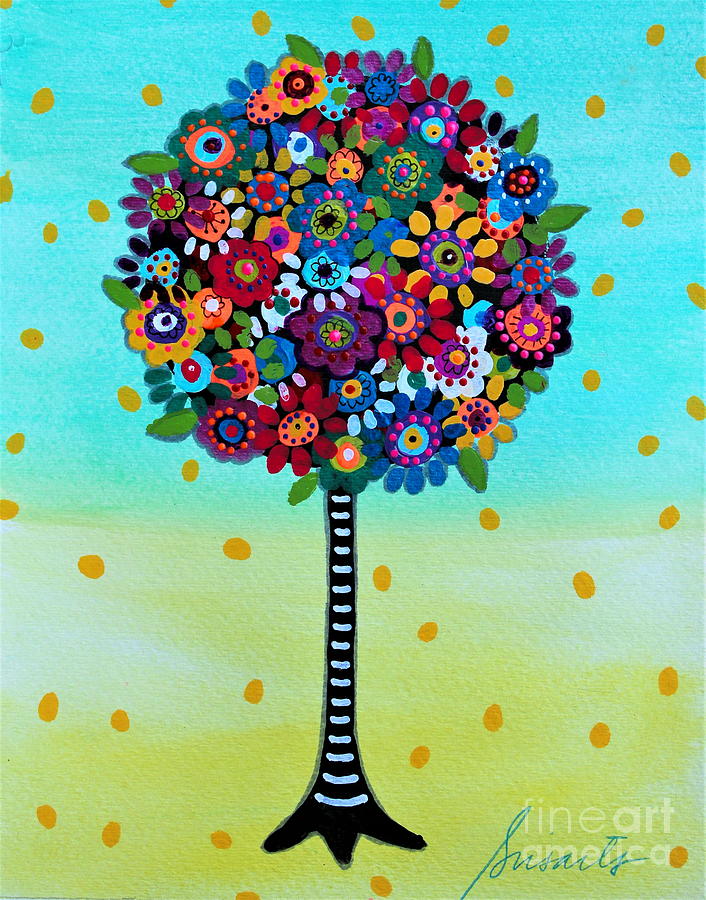 Flower Painting - Jubilant Tree Of Life by Pristine Cartera Turkus