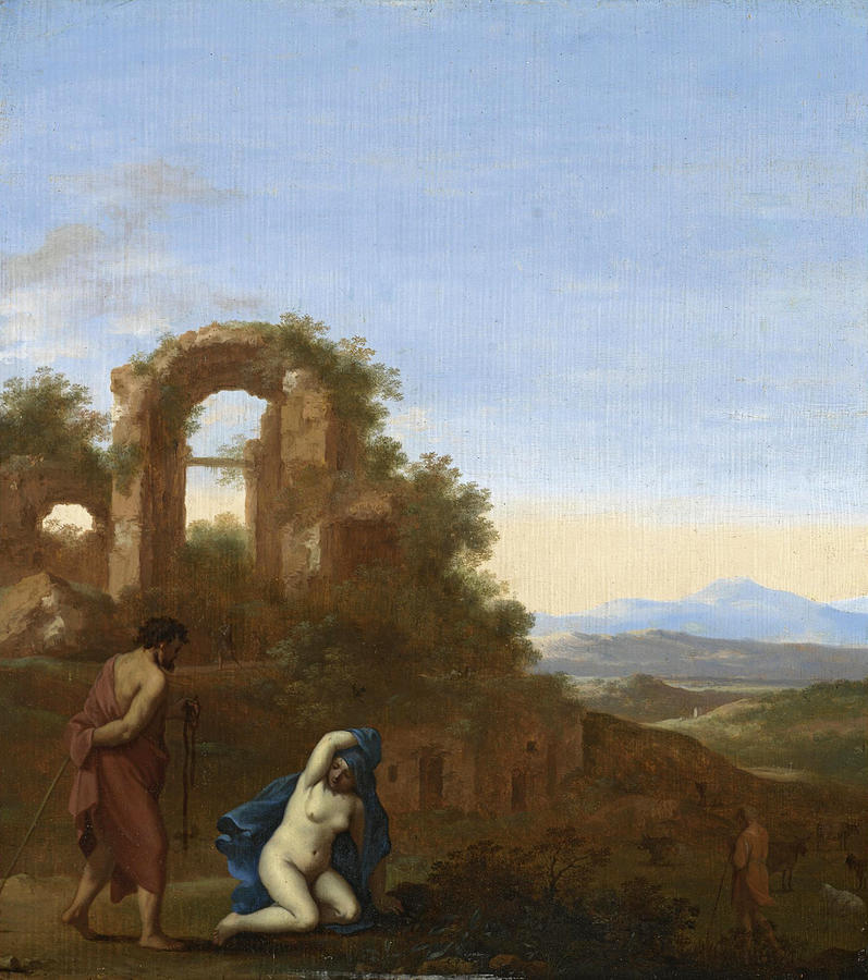 Judah and Tamar in an Italianate Landscape Painting by Cornelis van Poelenburgh