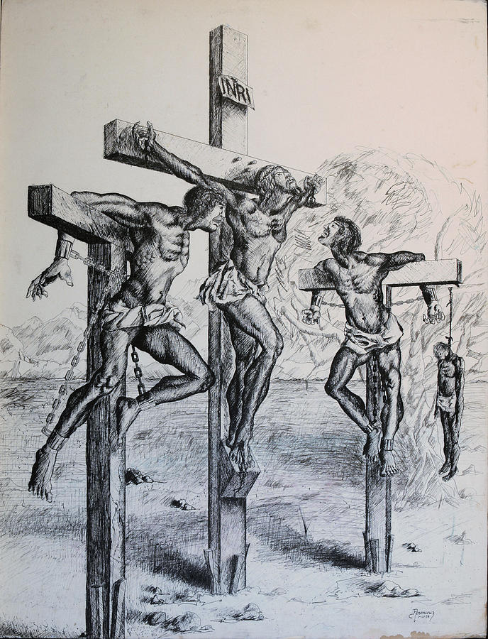 Jesus Christ Drawing - Judas Betrayal by Rosencruz  Sumera