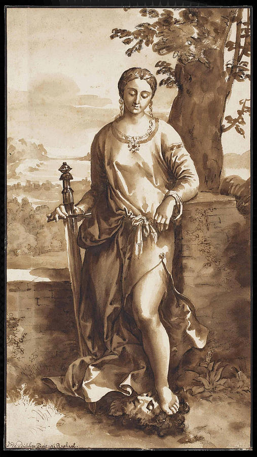 Judith with the Head of Holophernes Drawing by Jan de Bisschop