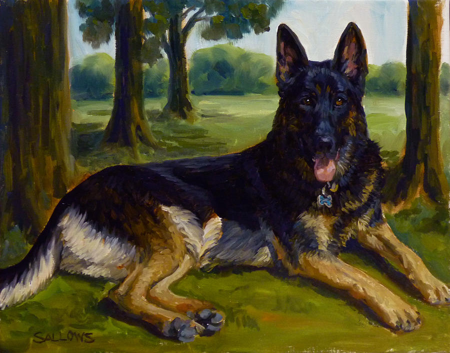 Judson a German Shepherd Dog Painting by Nora Sallows