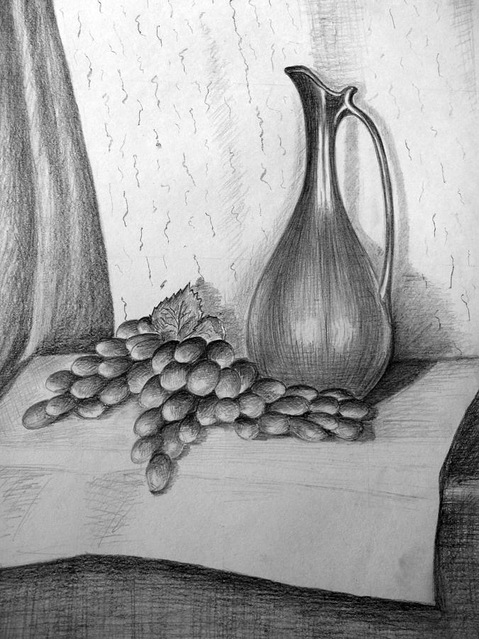 Drawing Still Life Jug And Apple On The Table Stock Illustration - Download  Image Now - Drawing - Art Product, Still Life, 2015 - iStock