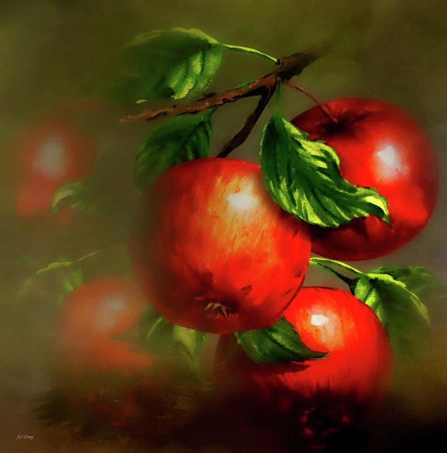 Nature Mixed Media - Juicy Apples by Gayle Berry
